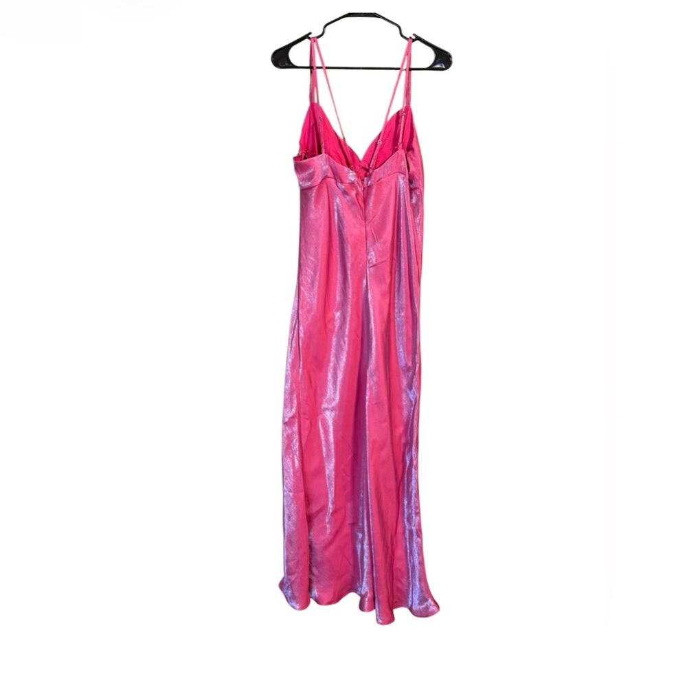 Wild Fable Pink Iridescent Satin Slip Dress L Y2K Festival Maxi - Picture 3 of 3